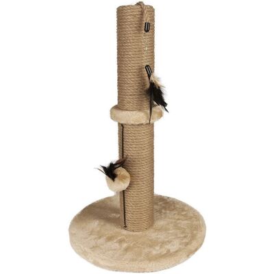 Trade Shop Traesio - Rascador para gatos - Juguetes de plumas, Poste de sisal 30x30x50cm Trade Shop Traesio - Rascador para gatos - Juguetes de plumas, Poste de sisal 30x30x50cm