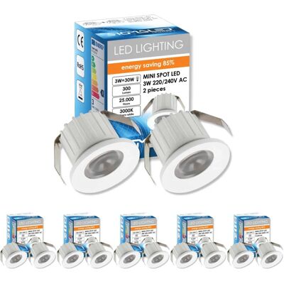 SIGMALED LIGHTING Mini Spot LED 3W - Dimbaar - Warm Wit 3000K - Inbouw Rond 35mm - Energieklasse A++ SIGMALED LIGHTING Mini Spot LED 3W - Dimbaar - Warm Wit 3000K - Inbouw Rond 35mm - Energieklasse A++