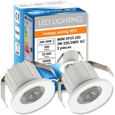 SIGMALED Mini Spot Led 3W - Regulable - 300 lúmenes - Clase A++ - Luz cálida 3000K - Foco empotrado redondo Ø35x25mm - 220V / 230V SIGMALED Mini Spot Led 3W - Regulable - 300 lúmenes - Clase A++ - Luz cálida 3000K - Foco empotrado redondo Ø35x25mm - 220V / 230V