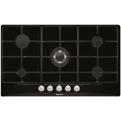Glem Gas GT955BK - Nero - Piano cottura a gas da incasso Glem Gas GT955BK - Nero - Piano cottura a gas da incasso