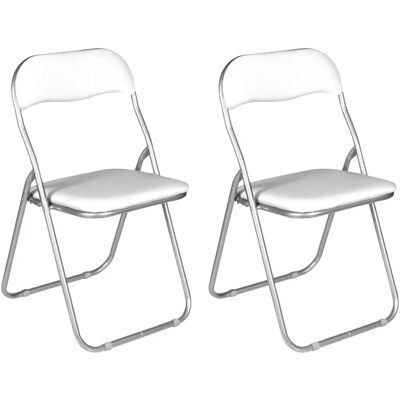 Set di Sedie Pieghevoli Bianche DMORA - Risparmio di Spazio Set di Sedie Pieghevoli Bianche DMORA - Risparmio di Spazio
