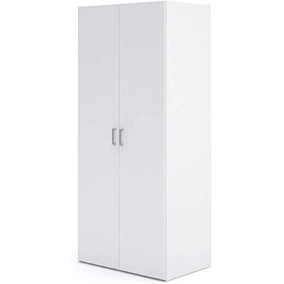 Armadio Bianco Dmora - 77x175x49cm con Ripiani e Appendiabiti Armadio Bianco Dmora - 77x175x49cm con Ripiani e Appendiabiti