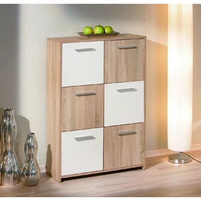 Credenza DMORA Sei Ante - Bianco e Rovere - 77x115x30cm Credenza DMORA Sei Ante - Bianco e Rovere - 77x115x30cm