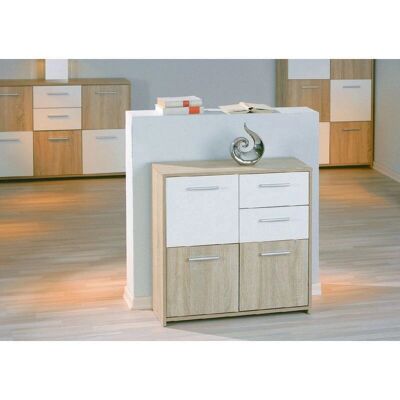 Credenza Bianco e Rovere DMORA - Elegante 77x77x30cm Mobili Credenza Bianco e Rovere DMORA - Elegante 77x77x30cm Mobili