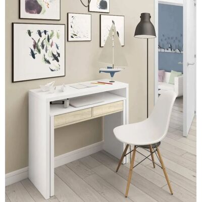 Dmora Roble y Blanco Uitklapbare Console Desk - Soort Meubel Dmora Roble y Blanco Uitklapbare Console Desk - Soort Meubel