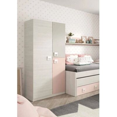 DMORA Armario Rosa Gris 3 Puertas 90x52x200 - Armario DMORA Armario Rosa Gris 3 Puertas 90x52x200 - Armario
