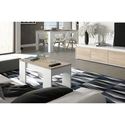 DMORA Tavolino da salotto Bianco Rovere Regolabile DMORA Tavolino da salotto Bianco Rovere Regolabile