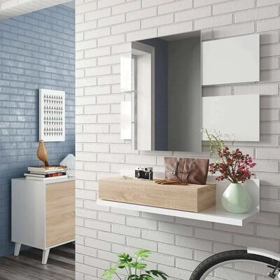 Mobili di ingresso Erie con specchio e cassetto - Moderno Bianco Noce Mobili di ingresso Erie con specchio e cassetto - Moderno Bianco Noce