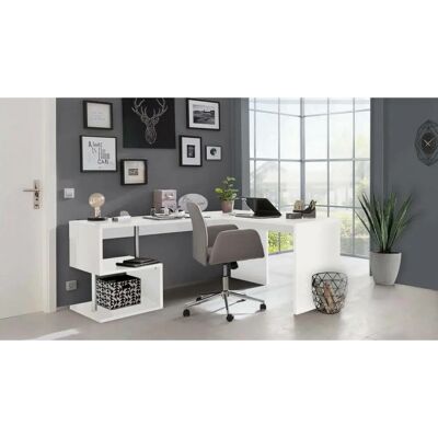 DMORA Scrivania ad angolo bianca con scaffali - Ufficio & Studio - 160x60h78 DMORA Scrivania ad angolo bianca con scaffali - Ufficio & Studio - 160x60h78