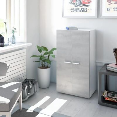 Armoire de rangement DMORA Norwalk - Blanc et Ciment - 6 Étagères - Publicité Armoire de rangement DMORA Norwalk - Blanc et Ciment - 6 Étagères - Publicité