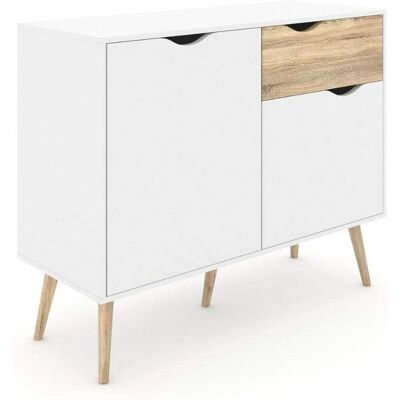 DMORA Credenza Moderna Bianco & Rovere - 98x81x39cm DMORA Credenza Moderna Bianco & Rovere - 98x81x39cm