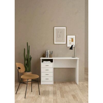 Scrivania Bianca DMORA con Quattro Cassetti - 110x76x48cm Scrivania Bianca DMORA con Quattro Cassetti - 110x76x48cm