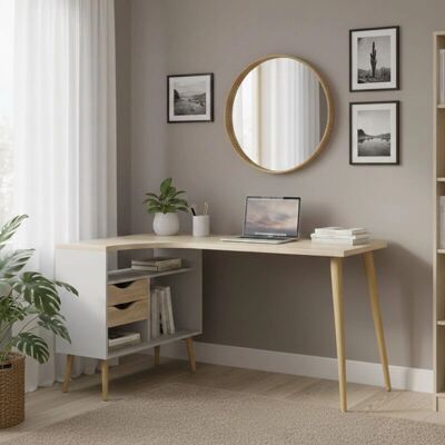 DMORA Bureau avec Étagères - Bureau - Publicité DMORA Bureau avec Étagères - Bureau - Publicité