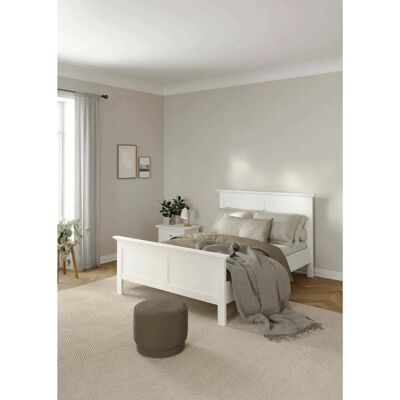 Estructura de Cama Blanca DMORA - Simple, Laminado, Embalaje Reforzado Estructura de Cama Blanca DMORA - Simple, Laminado, Embalaje Reforzado