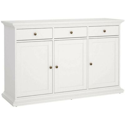Credenza blanca Dmora con 3 puertas y 3 cajones - Credenza Credenza blanca Dmora con 3 puertas y 3 cajones - Credenza