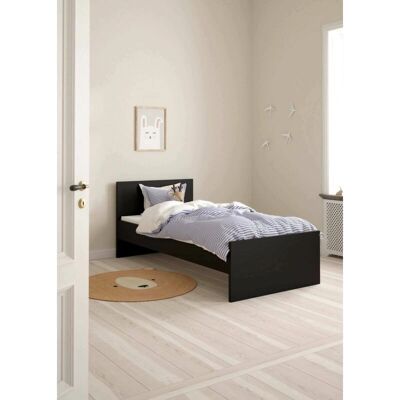Estructura de cama DMORA - Negro - 96x80x196.6cm - Moderno y Clásico Estructura de cama DMORA - Negro - 96x80x196.6cm - Moderno y Clásico