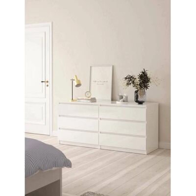 Mueble de 6 cajones blanco brillante de Dmora - Almacenamiento Mueble de 6 cajones blanco brillante de Dmora - Almacenamiento