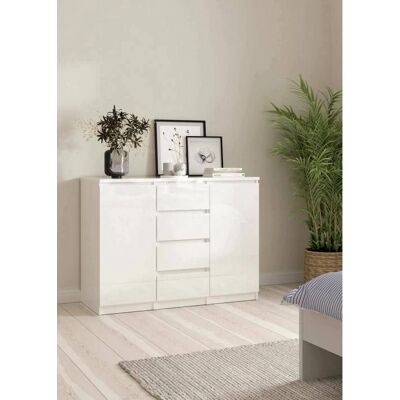 Credenza bianco lucido DMORA con ante e cassetti - Mobile Credenza bianco lucido DMORA con ante e cassetti - Mobile