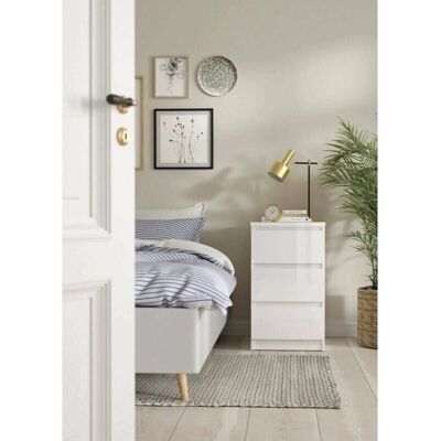 DMORA Cómoda Blanca Brillo 3 Cajones - Cajonera DMORA Cómoda Blanca Brillo 3 Cajones - Cajonera