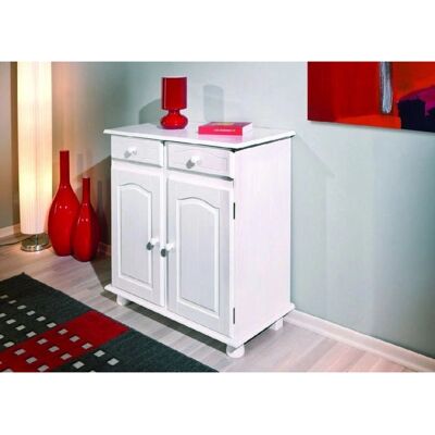 Credenza Bianca in Pino Massiccio Dmora - 2 Ante e 2 Cassetti Credenza Bianca in Pino Massiccio Dmora - 2 Ante e 2 Cassetti