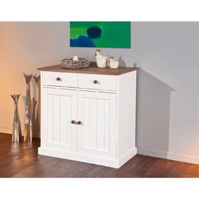 DMORA Credenza - Bianco e Marrone - 90x86x45 - Credenza DMORA Credenza - Bianco e Marrone - 90x86x45 - Credenza