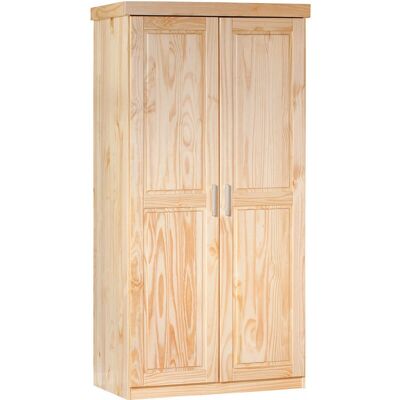 DMORA Armario doble en pino macizo - Acabado natural - 95x190x55cm DMORA Armario doble en pino macizo - Acabado natural - 95x190x55cm