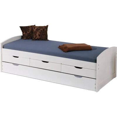 Letto DMORA con letto estraibile e cassetti - Bianco, 98x63x195cm Letto DMORA con letto estraibile e cassetti - Bianco, 98x63x195cm