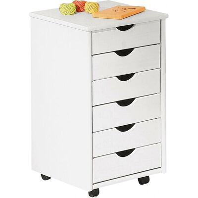 DMORA Cassettiere da ufficio - Bianco, 36x65x40cm, 6 Cassetti DMORA Cassettiere da ufficio - Bianco, 36x65x40cm, 6 Cassetti
