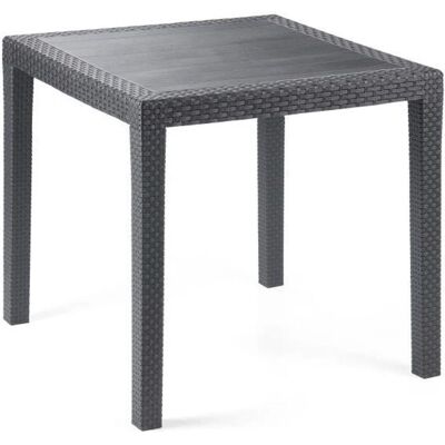 Mesa de jardín Agrigento DMORA - Efecto ratán, 80x80cm, Antracita Mesa de jardín Agrigento DMORA - Efecto ratán, 80x80cm, Antracita