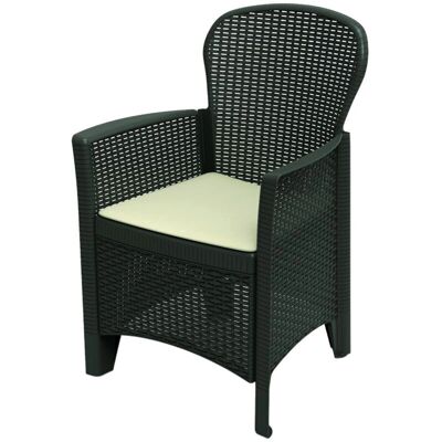 Silla de Jardín DMORA - Resistente a la intemperie, acabado ratán - 60x58h89 Silla de Jardín DMORA - Resistente a la intemperie, acabado ratán - 60x58h89