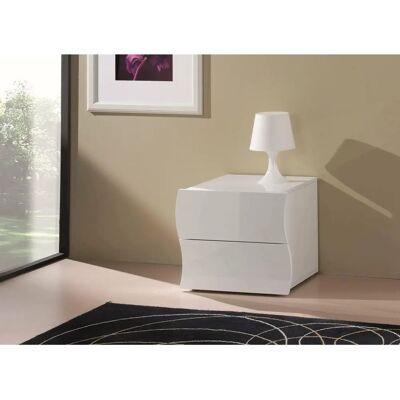 DMORA Comodino Ondulato Moderno Bianco Lucido - Tavolino da notte DMORA Comodino Ondulato Moderno Bianco Lucido - Tavolino da notte