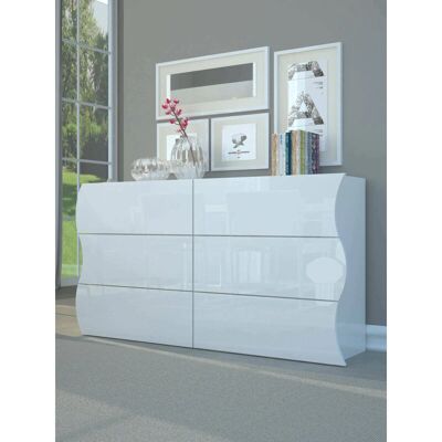 DMORA Cajonera Ondulada Blanca - 6 Cajones, Hecho en Italia DMORA Cajonera Ondulada Blanca - 6 Cajones, Hecho en Italia
