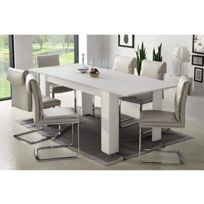 DMORA Table à Manger Extensible Blanc - Moderne, 8-10 Places - Publicité DMORA Table à Manger Extensible Blanc - Moderne, 8-10 Places - Publicité