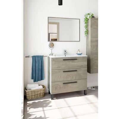 Dmora Palmdale Mobile da bagno - 3 cassetti, Specchio, No lavabo Dmora Palmdale Mobile da bagno - 3 cassetti, Specchio, No lavabo