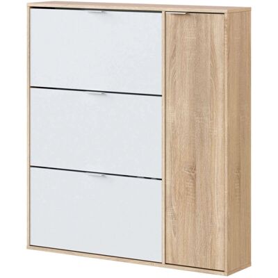 Scarpiera Dmora Provo - 30 Paia, Moderna, Bianco & Rovere Scarpiera Dmora Provo - 30 Paia, Moderna, Bianco & Rovere