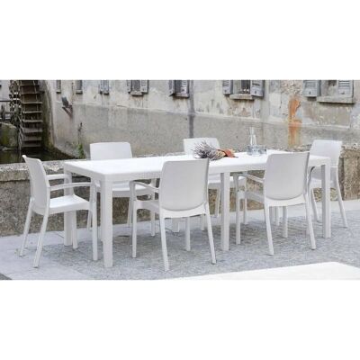 Tavolo da giardino Roma Dmora - Estensibile rettangolare effetto rattan - Italia Tavolo da giardino Roma Dmora - Estensibile rettangolare effetto rattan - Italia
