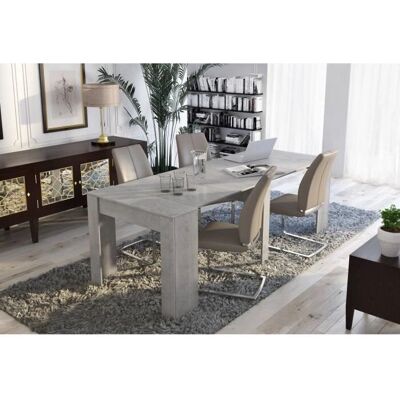 Table à manger moderne extensible Dmora - 10 places - Gris ciment - Publicité Table à manger moderne extensible Dmora - 10 places - Gris ciment - Publicité