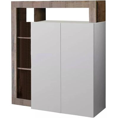 DMORA Credenza Moderna - Diseño Italiano, Blanco y Pero, 108x42h127 DMORA Credenza Moderna - Diseño Italiano, Blanco y Pero, 108x42h127