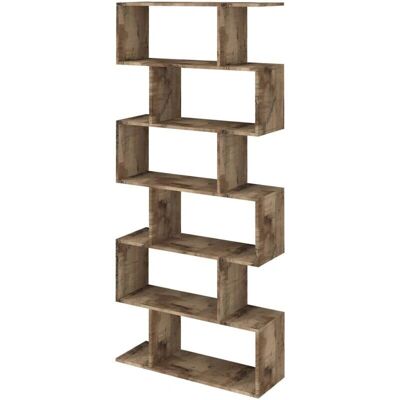 Estantería alta zig zag Dmora con 6 estantes - Almacenamiento oficina Estantería alta zig zag Dmora con 6 estantes - Almacenamiento oficina