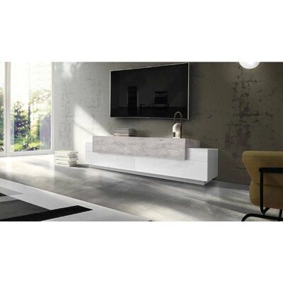 DMORA Gabinete de TV Blanco y Cemento - Diseño Moderno DMORA Gabinete de TV Blanco y Cemento - Diseño Moderno