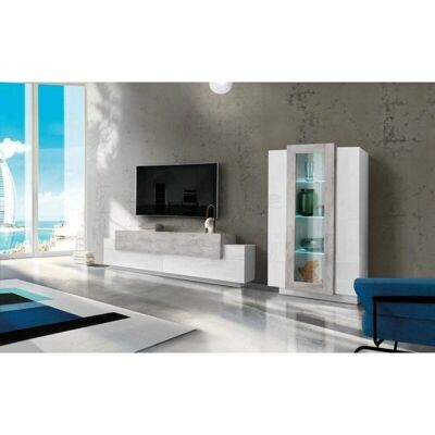 DMORA Parete Attrezzata Modulare Bianco e Cemento Grigio - Parete DMORA Parete Attrezzata Modulare Bianco e Cemento Grigio - Parete