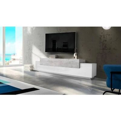 DMORA Mueble TV - Moderno Minimalista Italiano 3 Puertas Cemento Blanco DMORA Mueble TV - Moderno Minimalista Italiano 3 Puertas Cemento Blanco