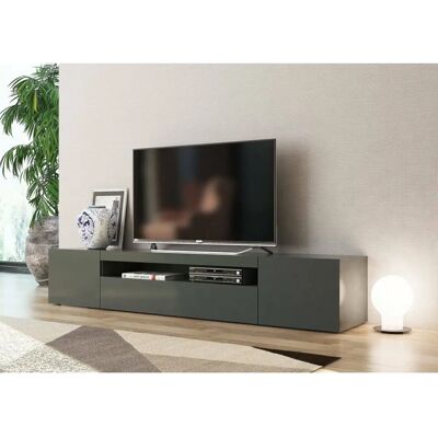 DMORA Mueble TV Italiano - 3 Puertas, Antracita Brillo DMORA Mueble TV Italiano - 3 Puertas, Antracita Brillo