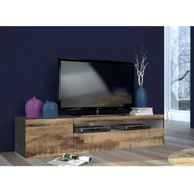 Mobile Dmora - 150x40h37 - Grigio ardesia & acero - Made in Italy Mobile Dmora - 150x40h37 - Grigio ardesia & acero - Made in Italy