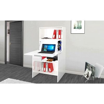 Dmora - Bureau blanc compact avec couvercle caché - Italie - Publicité Dmora - Bureau blanc compact avec couvercle caché - Italie - Publicité