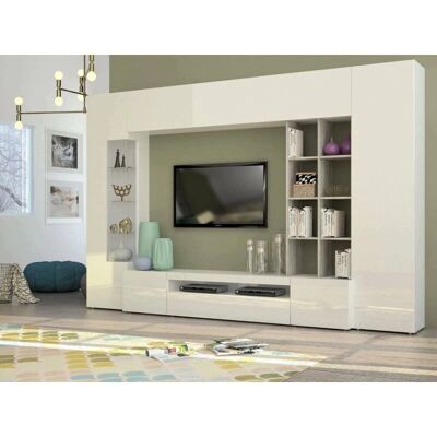 Made in Italy LED Blaues Licht Moderner Wohnzimmerschrank - 290x40x192 Made in Italy LED Blaues Licht Moderner Wohnzimmerschrank - 290x40x192