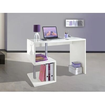 DMORA Escritorio Moderno Blanco con Estantes - Escritorio DMORA Escritorio Moderno Blanco con Estantes - Escritorio