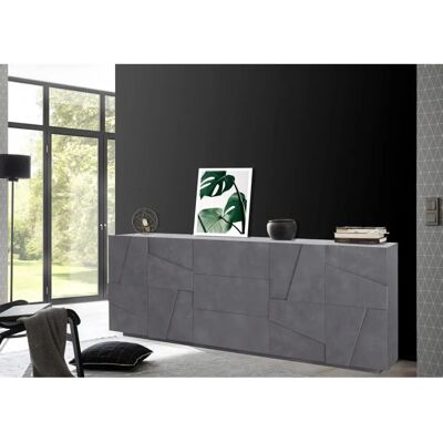 DMORA Buffet Moderne Gris - 4 Portes, 3 Tiroirs - Design Italien - Publicité DMORA Buffet Moderne Gris - 4 Portes, 3 Tiroirs - Design Italien - Publicité