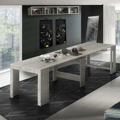 Mesa de comedor moderna extensible Dmora - Italia, color cemento Mesa de comedor moderna extensible Dmora - Italia, color cemento