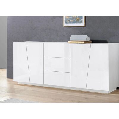 DMORA Aparador Moderno Blanco - 4 Puertas 3 Cajones - Diseño Italiano DMORA Aparador Moderno Blanco - 4 Puertas 3 Cajones - Diseño Italiano